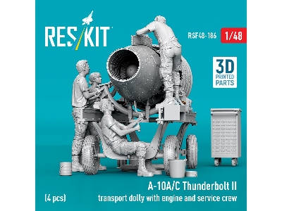 Fairchild A-10 A/C Thunderbolt Ii - Transport Dolly With Engine And Service Crew / 4 Figures (3d-printed) - image 4