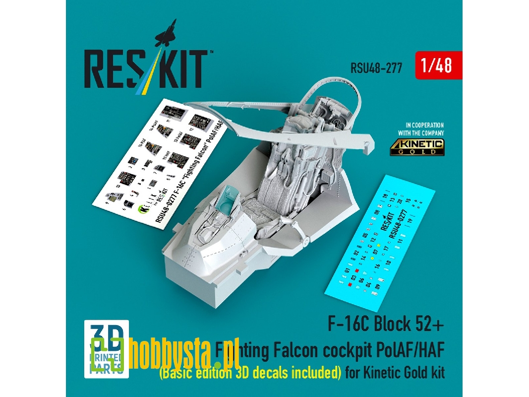 F-16 C Block 52+ Fighting Falcon  - Cockpit Pol Af / Haf Basic Edition 3d Decals Included)  (For Kinetic Gold Kits / 3d-printed)