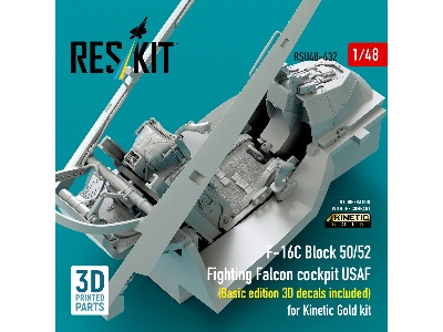 Lockheed Martin F-16 C Block 50/52 Fighting Falcon - Cockpit Usaf / Basic Edition 3d Decals Included (For Kinetic Gold Kits / 3d