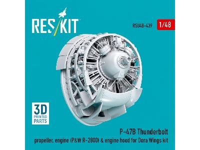Republic P-47 B Thunderbolt - Propeller, Engine (P&w R-2800) & Engine Hood (For Dora Wings Kits / 3d-printed) - image 3