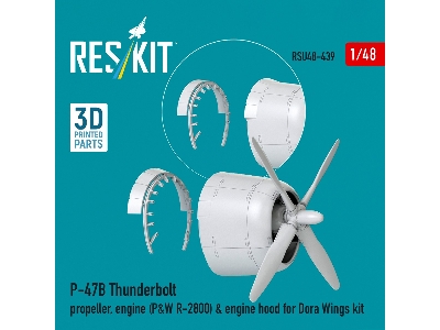 Republic P-47 B Thunderbolt - Propeller, Engine (P&w R-2800) & Engine Hood (For Dora Wings Kits / 3d-printed) - image 4