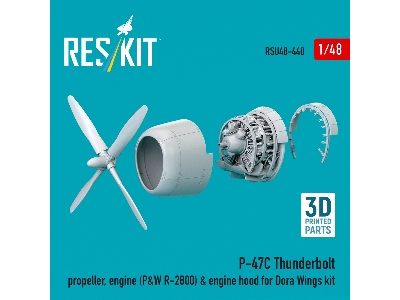 Republic P-47 C Thunderbolt - Propeller, Engine (P&w R-2800) & Engine Hood (For Dora Wings Kits / 3d-printed) - image 2