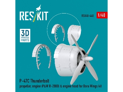 Republic P-47 C Thunderbolt - Propeller, Engine (P&w R-2800) & Engine Hood (For Dora Wings Kits / 3d-printed) - image 4
