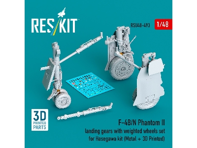 Mcdonnell Dougla F-4 B/N Phantom Ii - Landing Gear With Weighted Wheels Set (For Hasegawa Kits / Metal + 3d Printed) - image 1