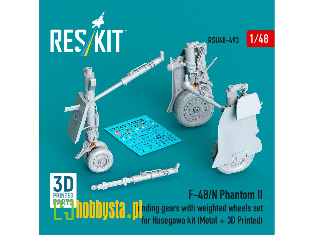 Mcdonnell Dougla F-4 B/N Phantom Ii - Landing Gear With Weighted Wheels Set (For Hasegawa Kits / Metal + 3d Printed) - image 1