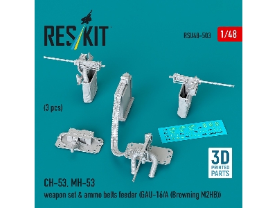 Sikorsky Ch-53 And Mh-53 - Weapon Set & Ammo Belts Feeder (Gau-16/A (Browning M2hb) (3 Pcs / 3d-printed) - image 1