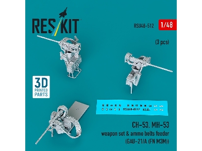 Sikorsky Ch-53 And Mh-53 - Weapon Set & Ammo Belts Feeder (Gau-21/A (Fn M3m) (3 Pcs / 3d-printed) (1/48) - image 1