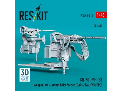 Sikorsky Ch-53 And Mh-53 - Weapon Set & Ammo Belts Feeder (Gau-21/A (Fn M3m) (3 Pcs / 3d-printed) (1/48) - image 2
