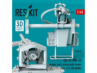 Sikorsky Ch-53 And Mh-53 - Weapon Set & Ammo Belts Feeder (Gau-21/A (Fn M3m) (3 Pcs / 3d-printed) (1/48) - image 3
