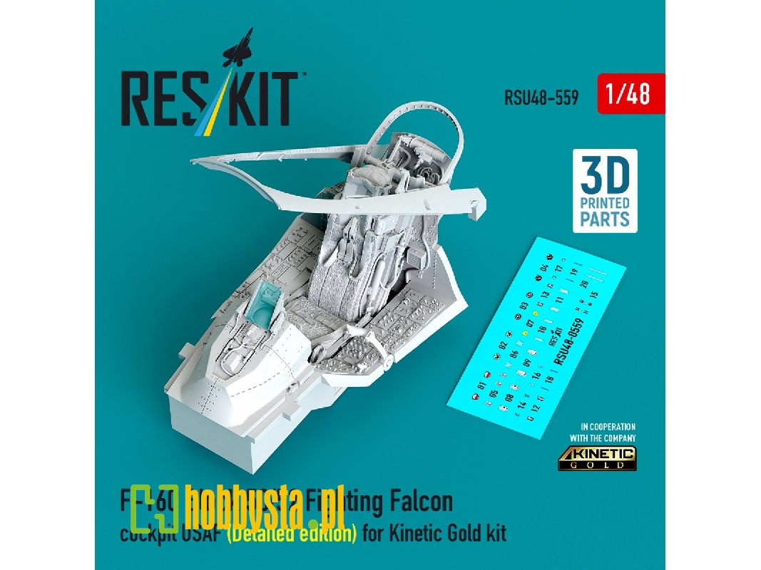 Lockheed Martin F-16c Block 50/52 Fighting Falcon - Cockpit Usaf Detailed Edition (For Kinetic Gold Kits / 3d-printed) - image 1