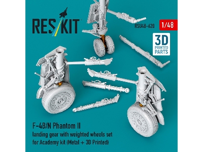 Mcdonnell Douglas F-4 B/N Phantom Ii - Landing Gear With Weighted Wheels Set (For Academy Kits / Metal + 3d-printed) - image 3
