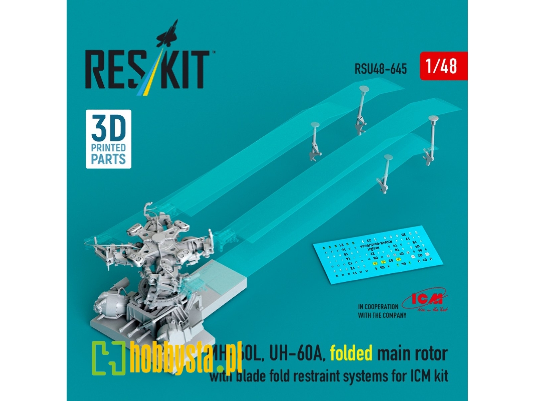 Sikorsky Mh-60l And Uh-60a - Folded Main Rotor With Blade Fold Restraint Systems (For Icm Kits / 3d Printed) - image 1