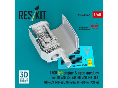 Sikorsky Sh-60b / Sh-60f / Hh-60h / Mh-60r / Mh-60s / Mh-60l / Uh-60a And Hh-60 - T700 Left Engine & Open Nacelles (For Icm Kits