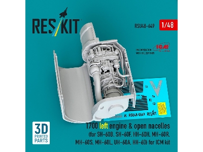 Sikorsky Sh-60b / Sh-60f / Hh-60h / Mh-60r / Mh-60s / Mh-60l / Uh-60a And Hh-60 - T700 Left Engine & Open Nacelles (For Icm Kits