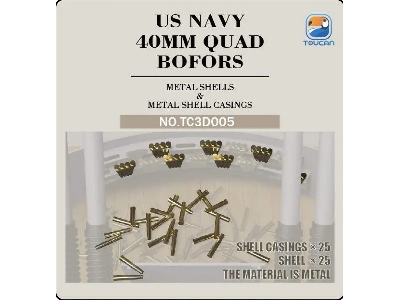 Us Navy Wwii 40 Mm Quad Bofors - Metal Shells & Metal Shell Casings (25 + 25 Pcs) - image 1