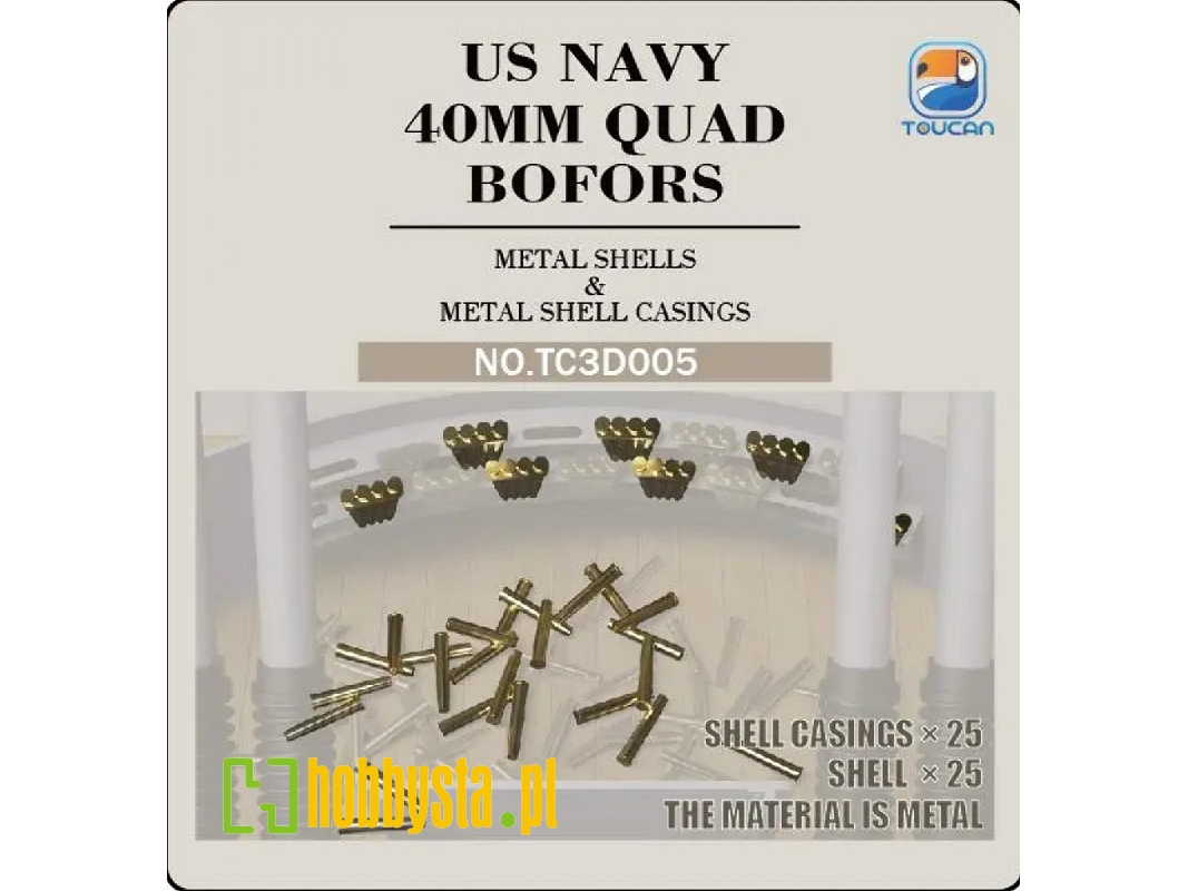 Us Navy Wwii 40 Mm Quad Bofors - Metal Shells & Metal Shell Casings (25 + 25 Pcs) - image 1
