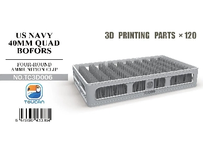 Us Navy Wwii 40 Mm Quad Bofors - Four-round Ammunition Clip (120 Pcs / 3d-printed) - image 1