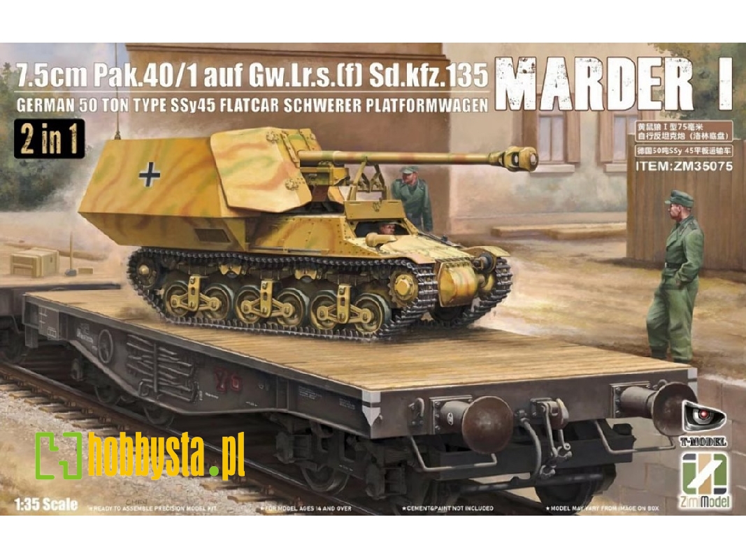 Marder I 7,5 Cm Pak.40/1 Auf Gw.Lr.S.(F) Sd.Kfz.135 German 50 Ton Type Ssy45 Flatcar Schwerer Platformwagen 2 In 1 - image 1