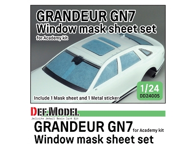 Hyundai Grandeur Gn7 - Window Mask Sheet / Logo Metal Sticker Set (For Academy Kits) - image 1