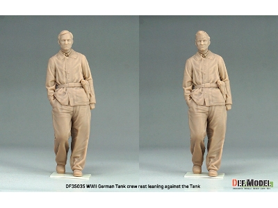 German Wwii Tank Crew - Rest Leaning Front Of Tiger I Set (2 Figures E.W.2 Heads / 3d-printed) - image 2