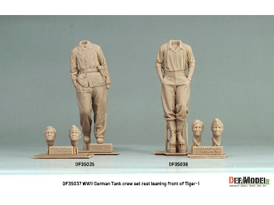 German Wwii Tank Crew - Rest Leaning Front Of Tiger I Set (2 Figures E.W.2 Heads / 3d-printed) - image 4