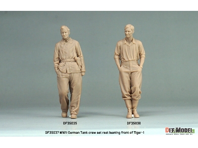 German Wwii Tank Crew - Rest Leaning Front Of Tiger I Set (2 Figures E.W.2 Heads / 3d-printed) - image 5