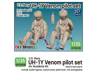 Usmc Uh-1y Venom - 3d-printed Pilot Set (2 Figures / For Academy Kits) - image 1