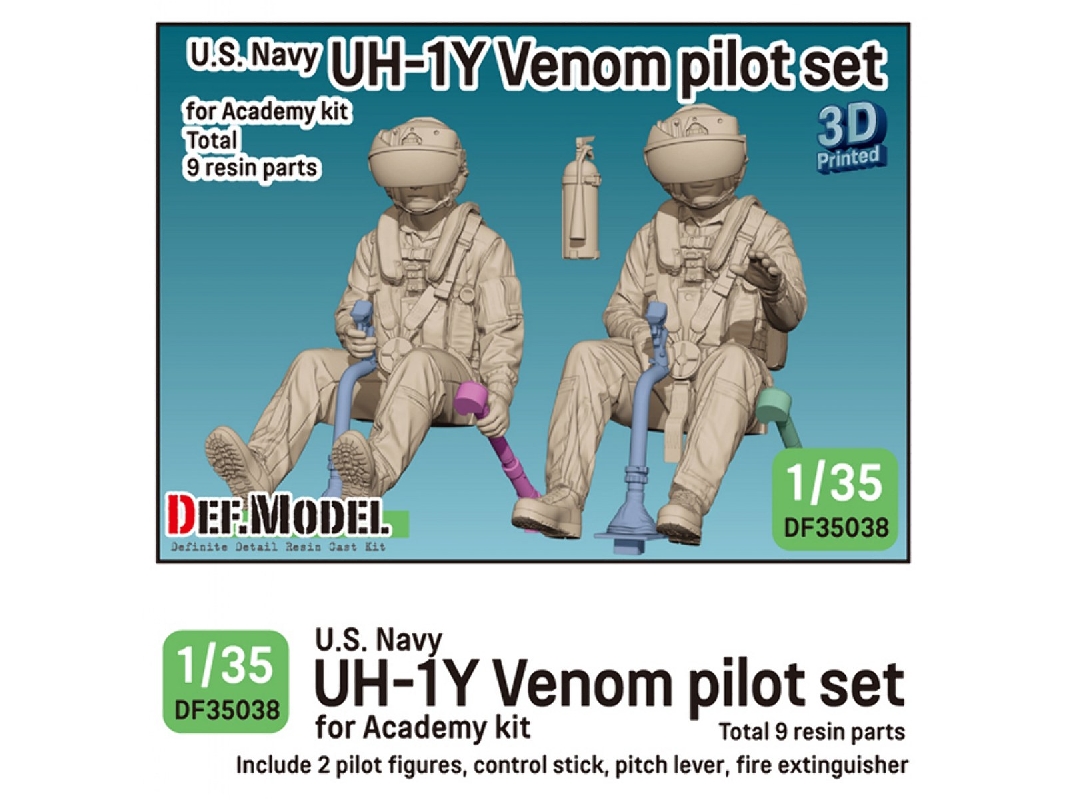 Usmc Uh-1y Venom - 3d-printed Pilot Set (2 Figures / For Academy Kits) - image 1