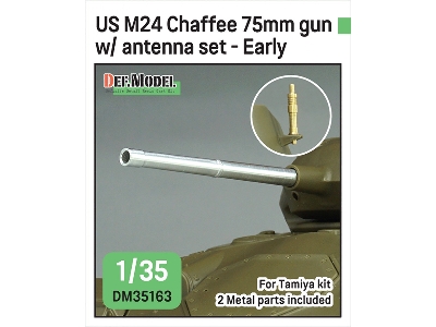 Us M24 Chaffee - 75 Mm Gun With Antenna Base Set (Al. + Brass / For Tamiya Kits) - image 1