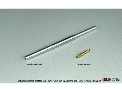 Us M24 Chaffee - 75 Mm Gun With Antenna Base Set (Al. + Brass / For Tamiya Kits) - image 2