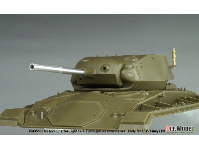 Us M24 Chaffee - 75 Mm Gun With Antenna Base Set (Al. + Brass / For Tamiya Kits) - image 3