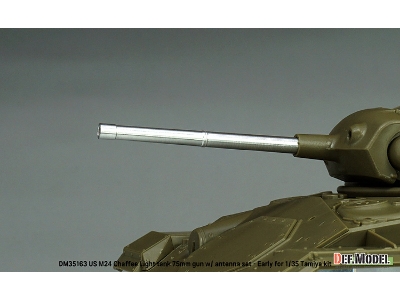 Us M24 Chaffee - 75 Mm Gun With Antenna Base Set (Al. + Brass / For Tamiya Kits) - image 5