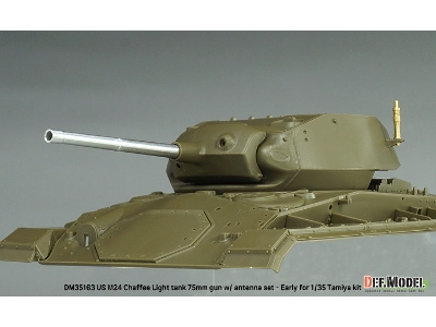 Us M24 Chaffee - 75 Mm Gun With Antenna Base Set (Al. + Brass / For Tamiya Kits) - image 7