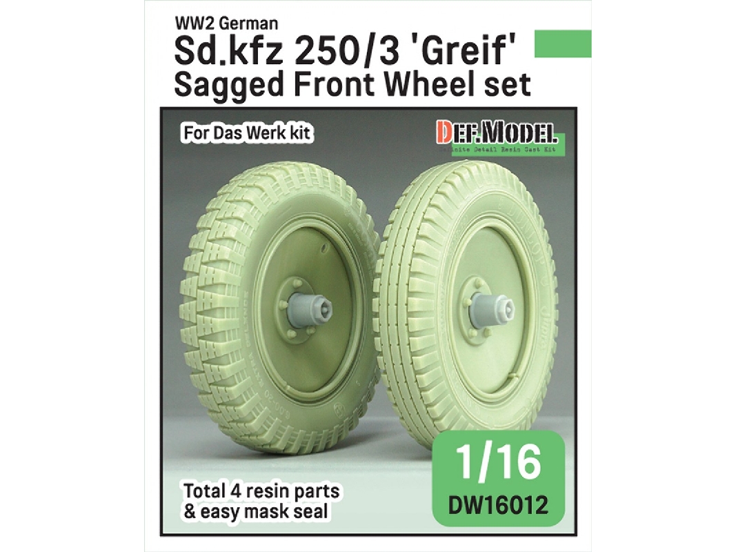 German Ww2 Sd.Kfz 250/3 'greif' - Sagged Wheel Set (For Das Werk Kits) - image 1