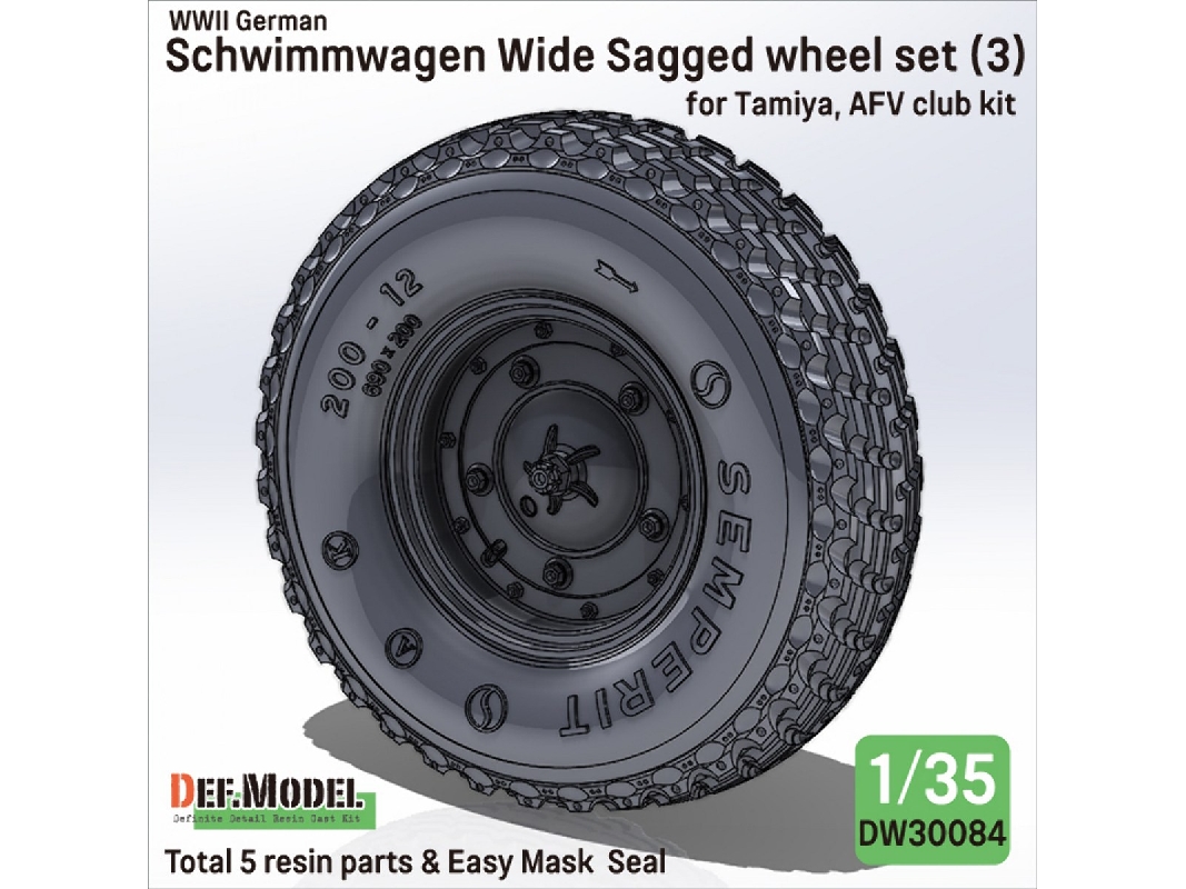German Schwimmwagen - Wide Wheel Set 3 / Semperit (For Tamiya And Afv Club Kits) - image 1