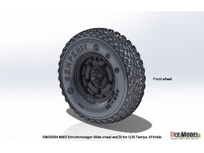 German Schwimmwagen - Wide Wheel Set 3 / Semperit (For Tamiya And Afv Club Kits) - image 2