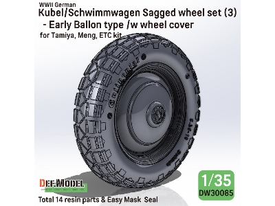 Kubelwagen And Schwimmwagen - Sagged Wheel Set / Early Ballon Type (For Tamiya And Meng Kits) - image 1