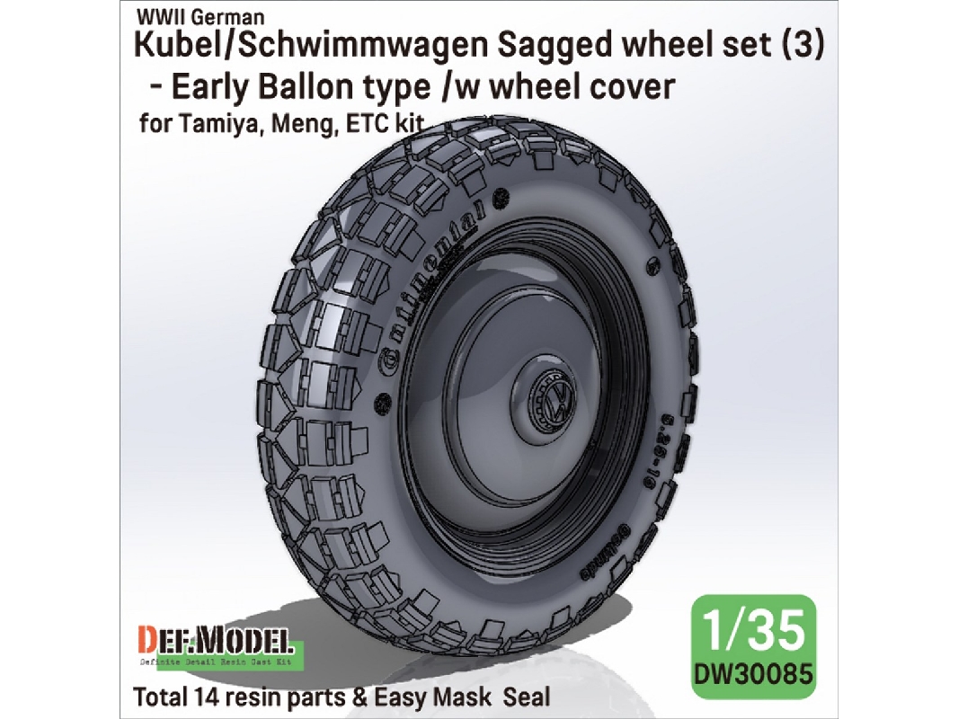 Kubelwagen And Schwimmwagen - Sagged Wheel Set / Early Ballon Type (For Tamiya And Meng Kits) - image 1