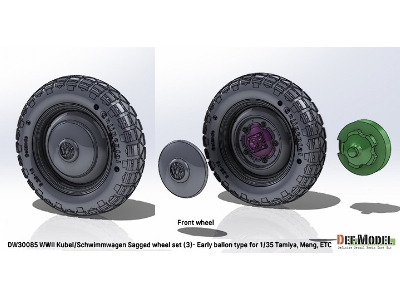 Kubelwagen And Schwimmwagen - Sagged Wheel Set / Early Ballon Type (For Tamiya And Meng Kits) - image 2
