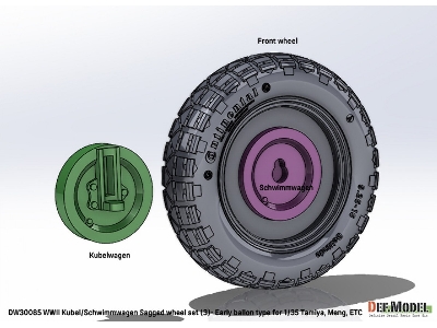 Kubelwagen And Schwimmwagen - Sagged Wheel Set / Early Ballon Type (For Tamiya And Meng Kits) - image 3