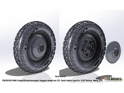 Kubelwagen And Schwimmwagen - Sagged Wheel Set / Early Ballon Type (For Tamiya And Meng Kits) - image 4