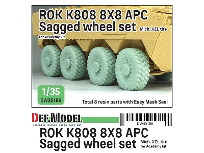 Rok K808 8x8 Apc - Sagged Wheel Set Michelin Xzl (For Academy Kits) - image 1