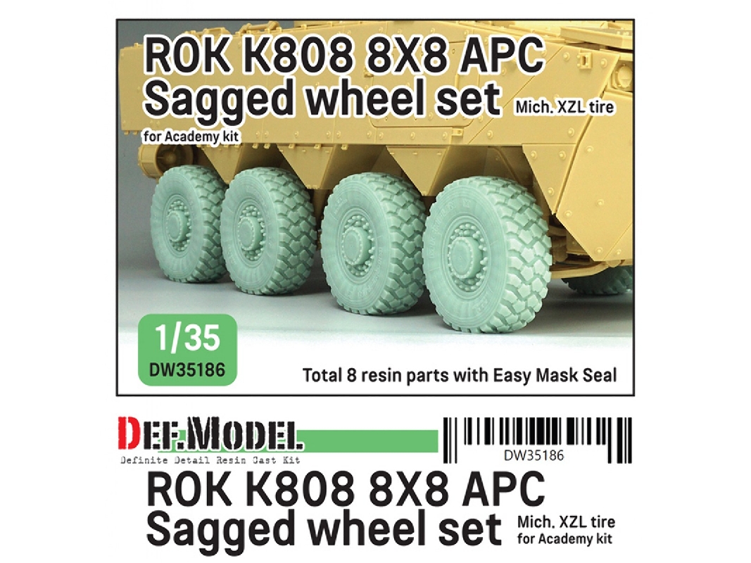 Rok K808 8x8 Apc - Sagged Wheel Set Michelin Xzl (For Academy Kits) - image 1