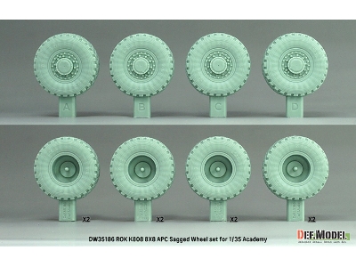 Rok K808 8x8 Apc - Sagged Wheel Set Michelin Xzl (For Academy Kits) - image 11