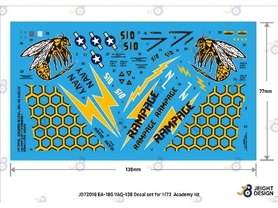 Boeing Ea-18 G Growler - Decal Set Vaq-138 Yellow Jackets (For Academy Kits) - image 2