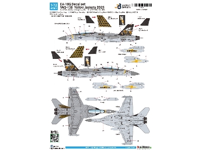 Boeing Ea-18 G Growler - Decal Set Vaq-138 Yellow Jackets (For Academy Kits) - image 3