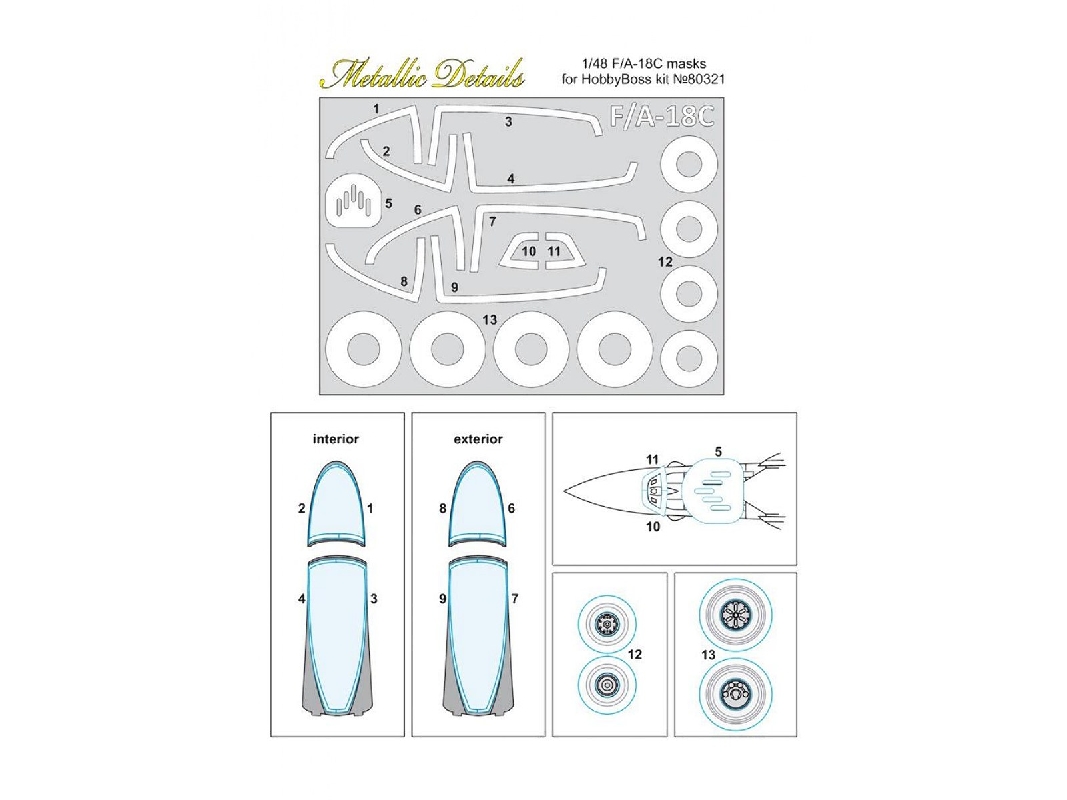 Mcdonnell-douglas F/A-18c Hornet Canopy Paint Mask (Designed To Be Used With Hobby Boss Kits) - image 1