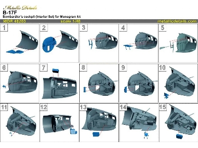 Boeing B-17 F Flying Fortress - Bombardier Cockpit Interior Set (3d-printed / For Monogram Kits) - image 3