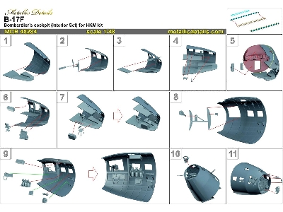 Boeing B-17 F Flying Fortress - Bombardier Cockpit Interior Set (3d-printed / For Hong Kong Models Kits) - image 11