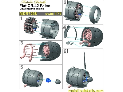 Fiat Cr.42 Falco - Cowling And Engine 3d-printed (For Italeri And Supermodel Kits) - image 2
